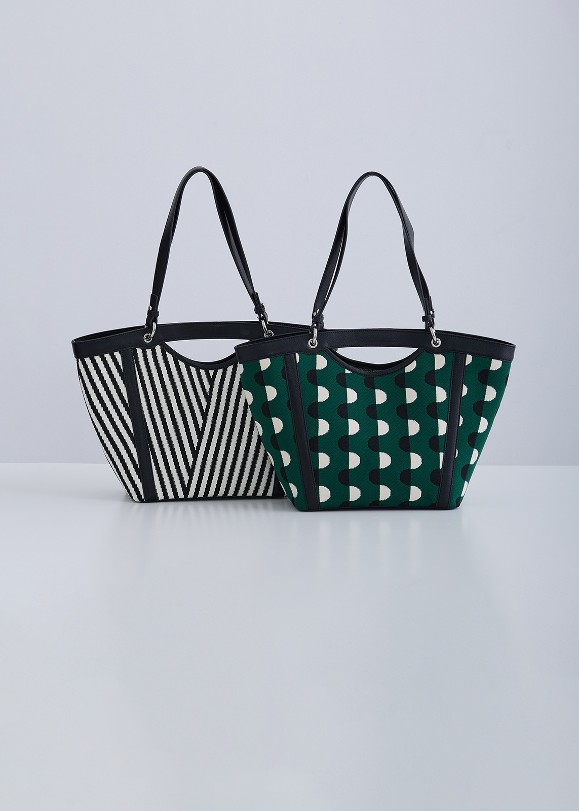 【PLUS an】ジャガード織り ワイド トート バッグ