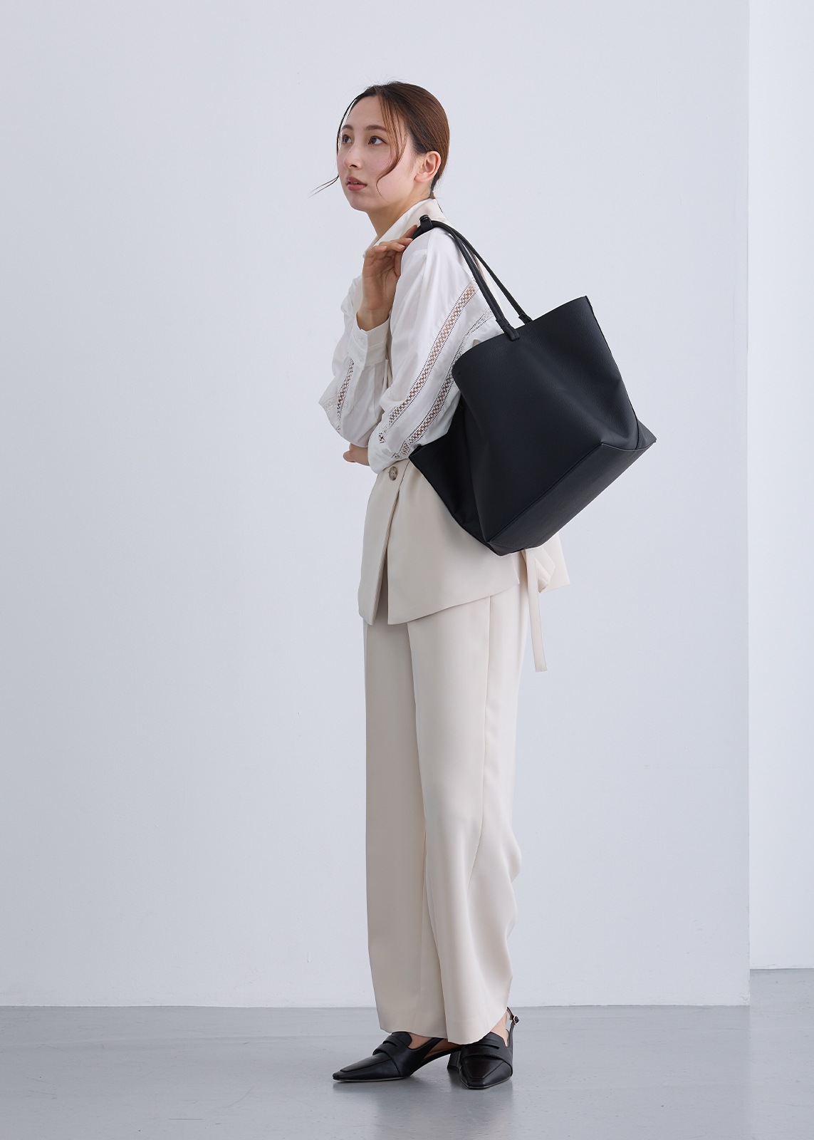 【PLUS an】ソフト レザー トート バッグ