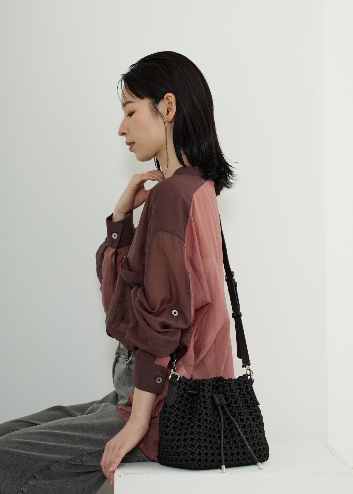 【PLUS an】メッシュ巾着バッグ