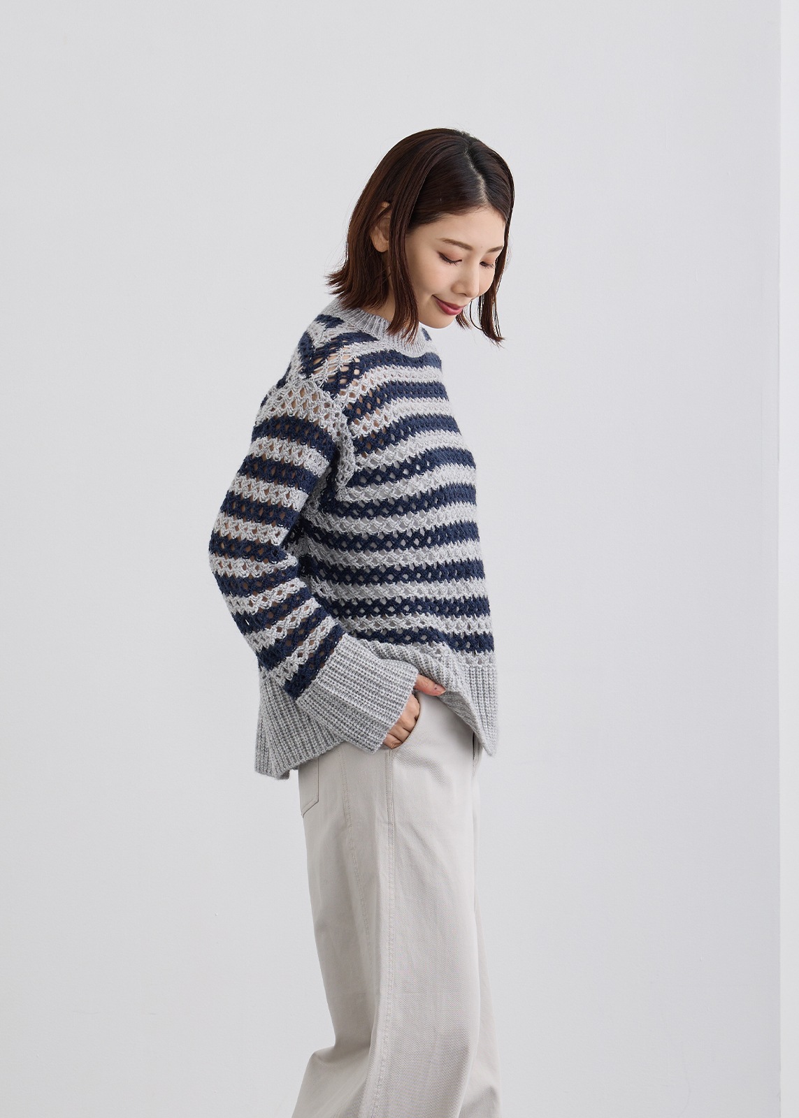 【Femicite 】イタリー製 アルパカ ボーダー ニット