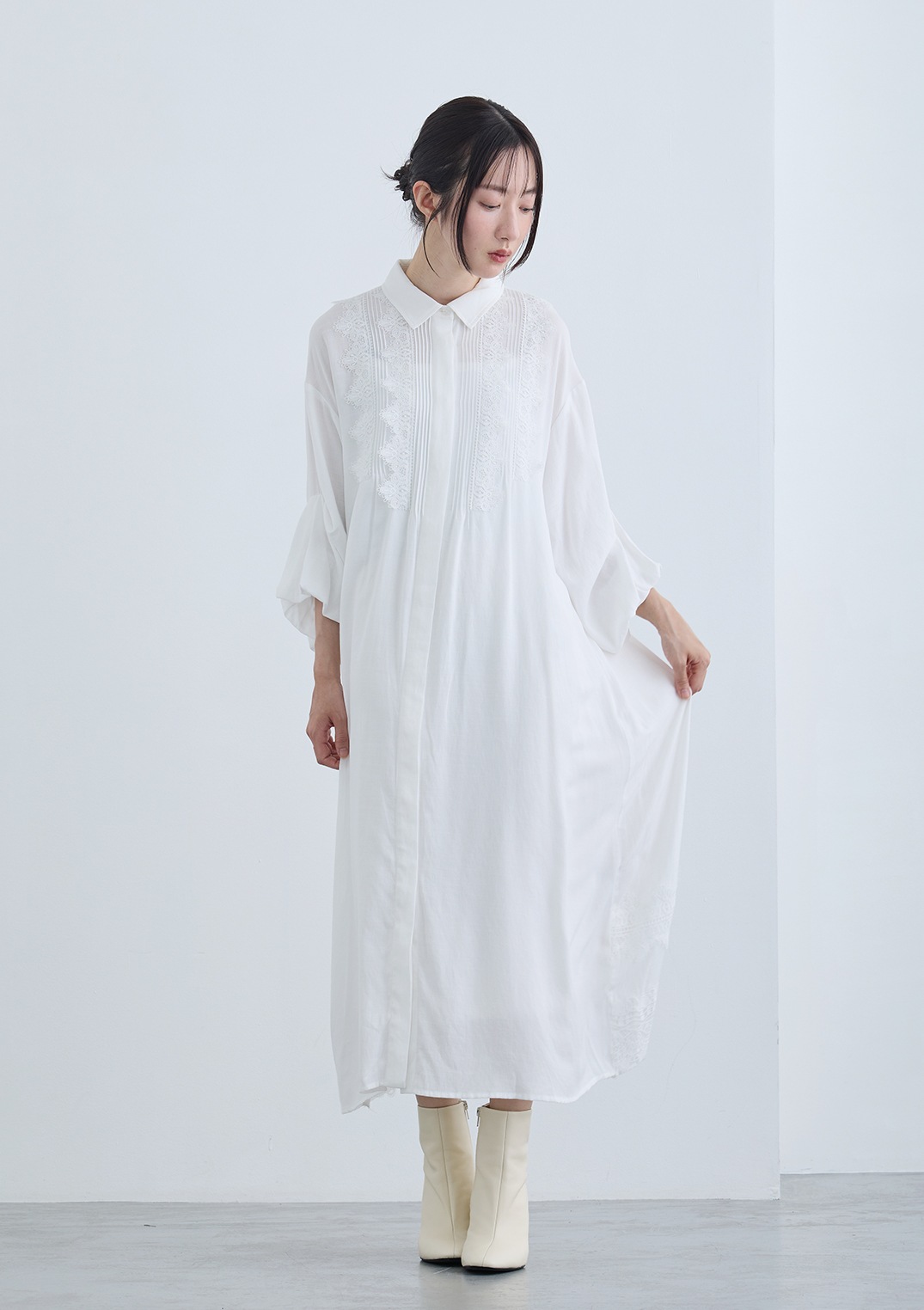 【KOOS】 タックレースワンピース