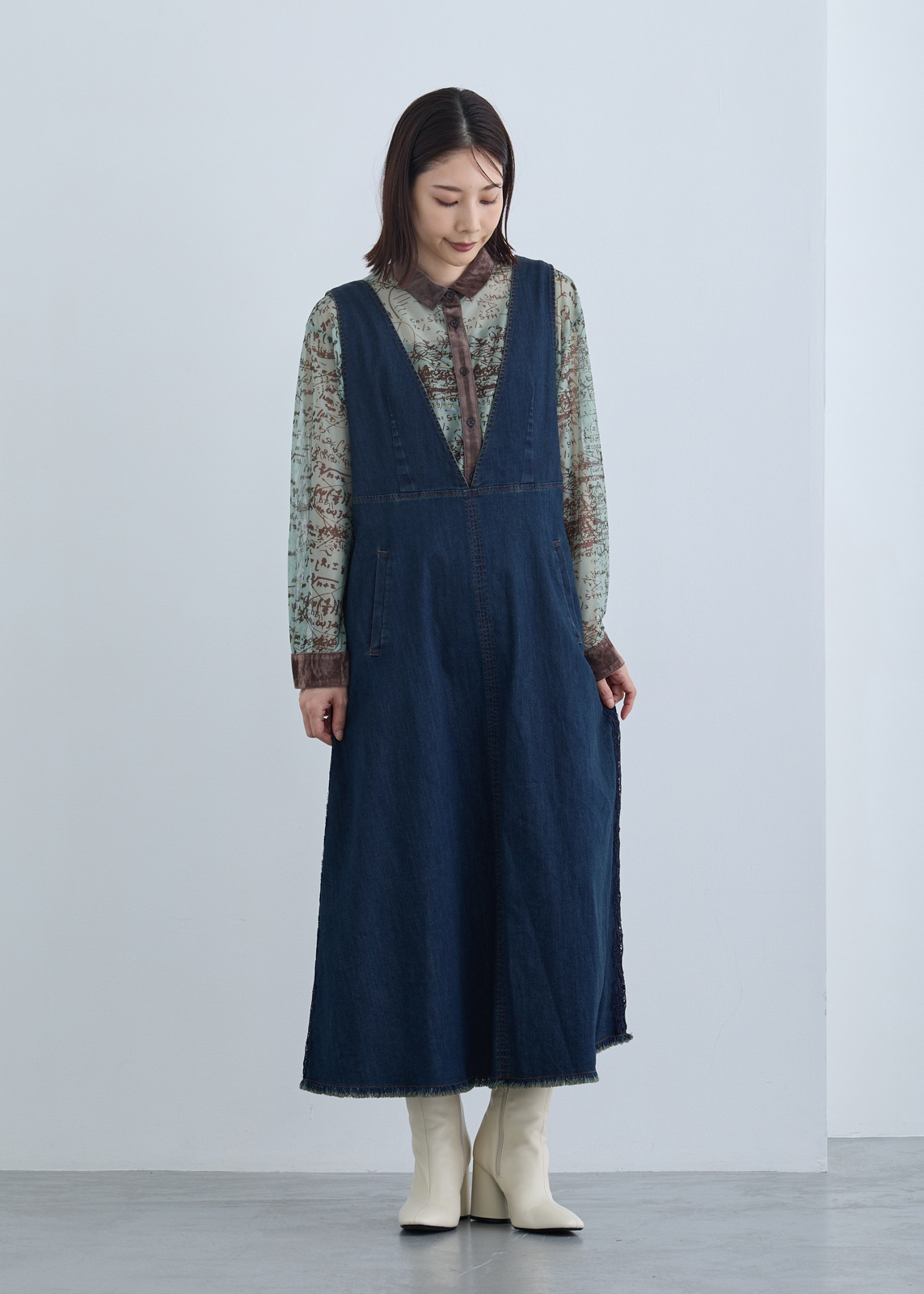 【KOOS】ライトデニム ジャンパースカート