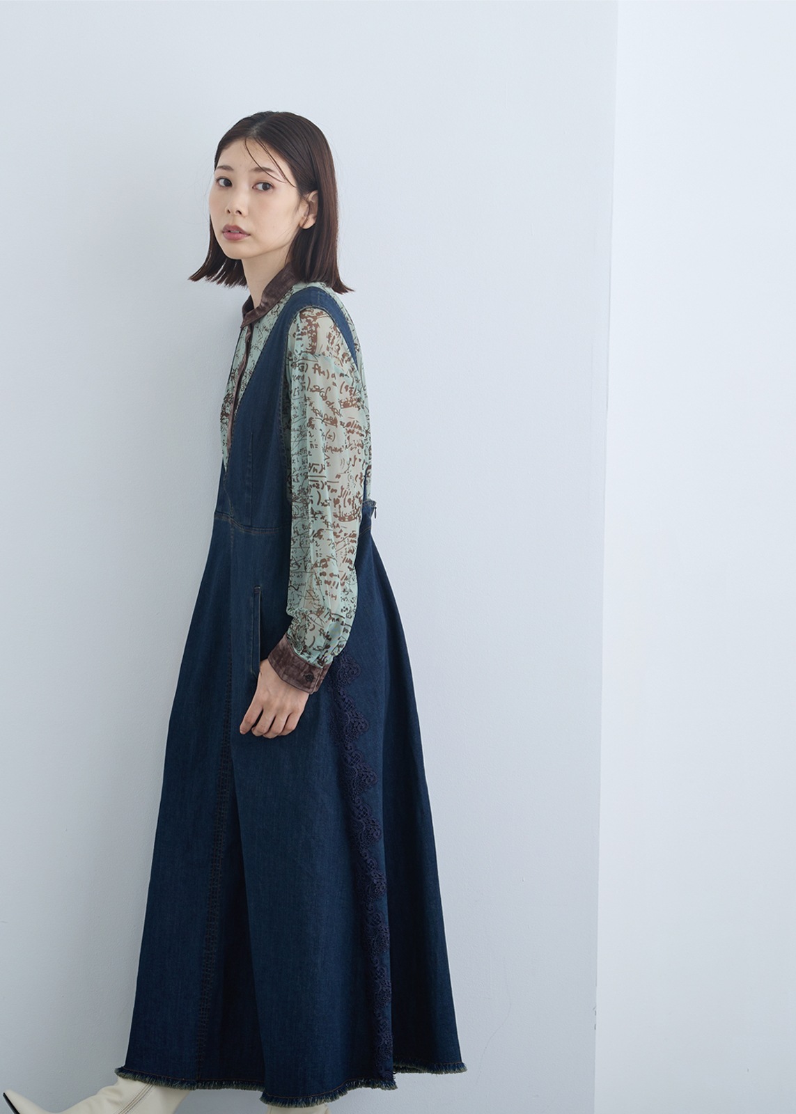 【KOOS】ライトデニム ジャンパースカート