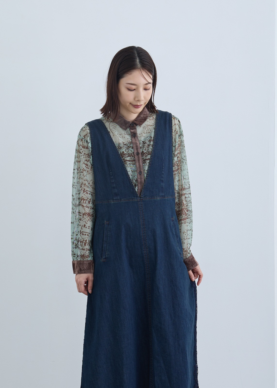 【KOOS】フォーミュラー プリントチュール シャツ