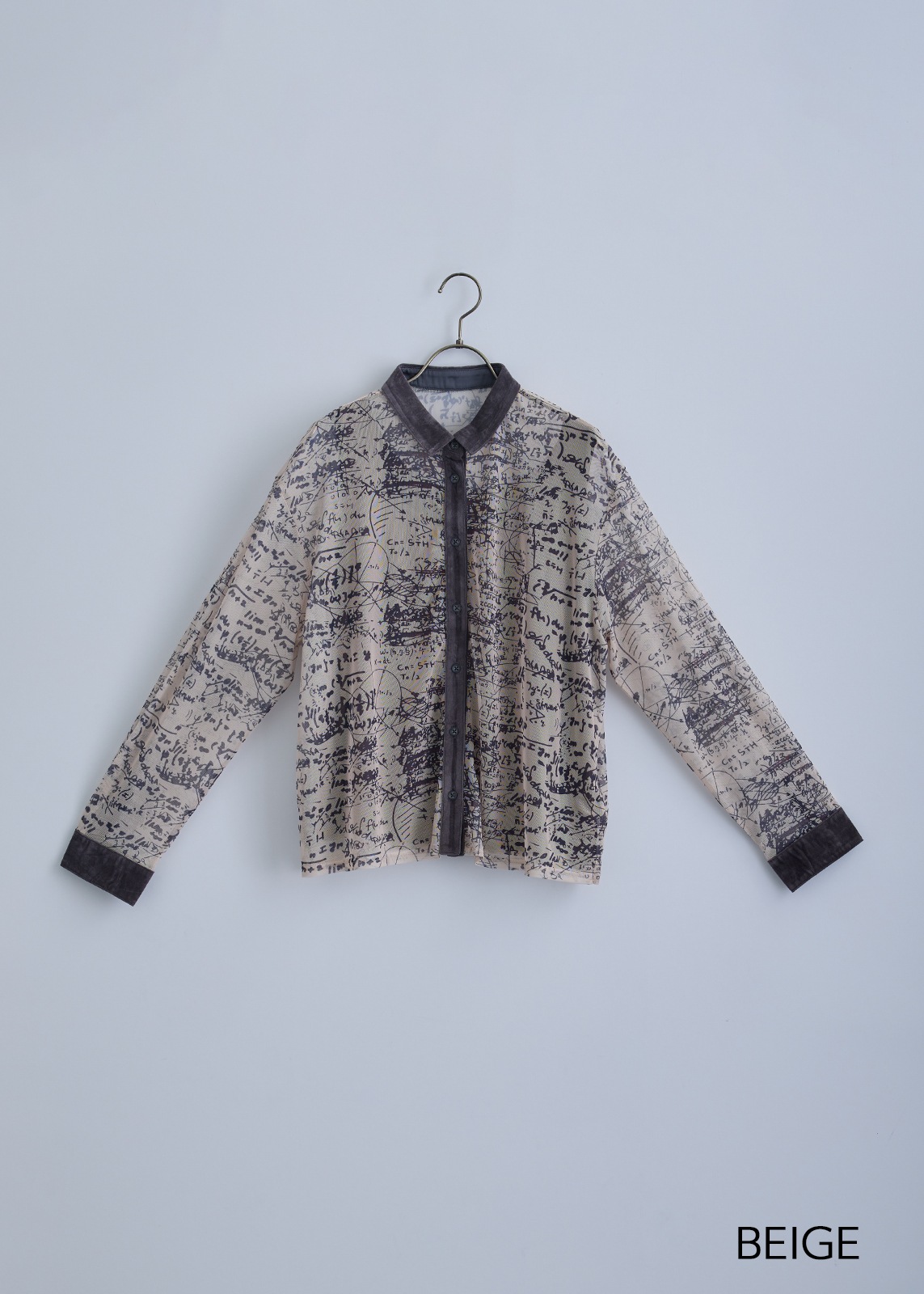 【KOOS】フォーミュラー プリントチュール シャツ