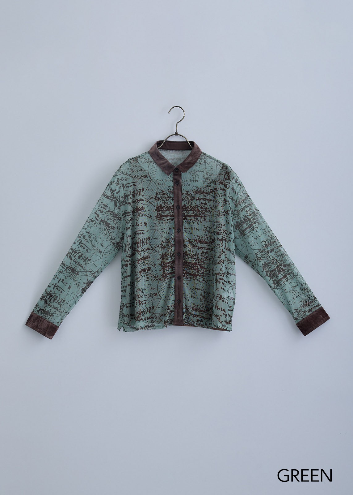 【KOOS】フォーミュラー プリントチュール シャツ