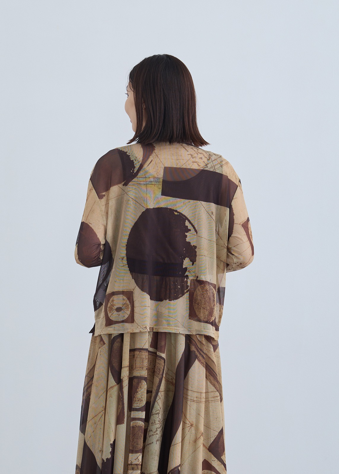 【KOOS】月の満ち欠け プリントチュール シャツ