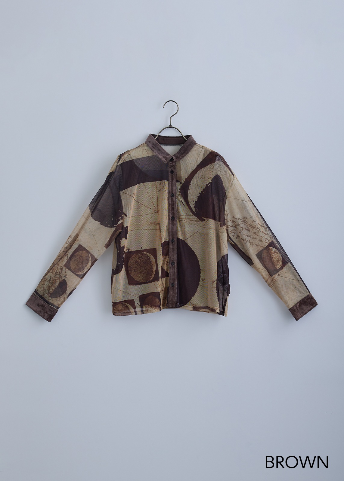 【KOOS】月の満ち欠け プリントチュール シャツ