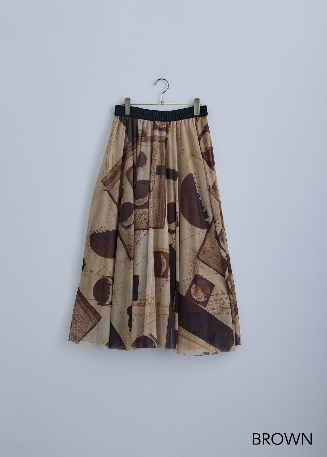 【KOOS】月の満ち欠け プリントチュール スカート