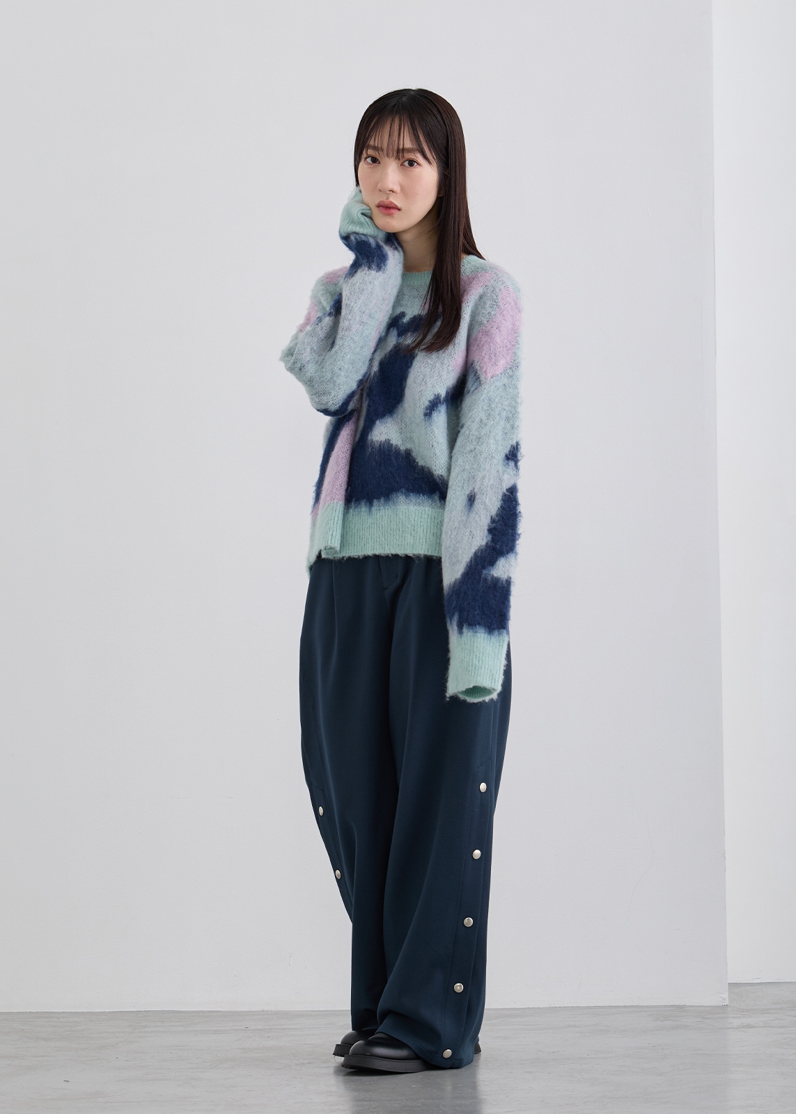 【neuf cent neuf】ニュアンス マーブル シャギーニット