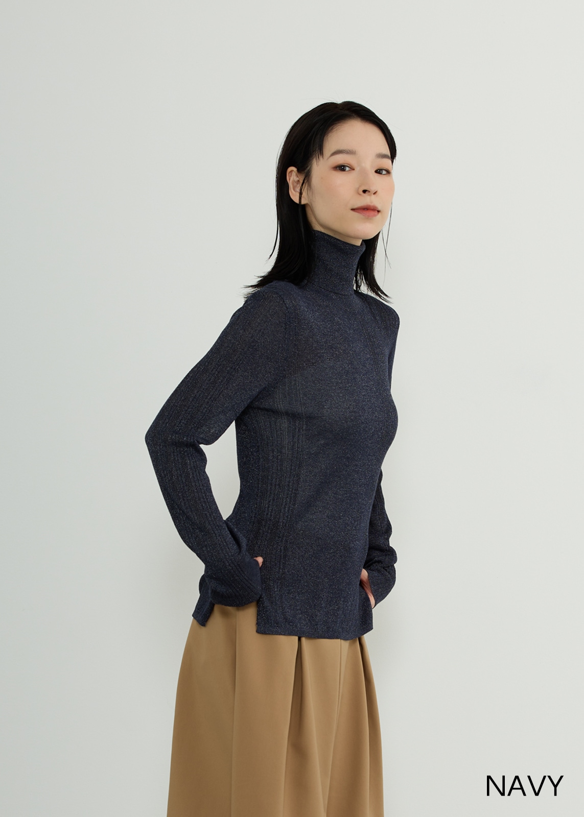 【neuf cent neuf】 グリッドタートルニット