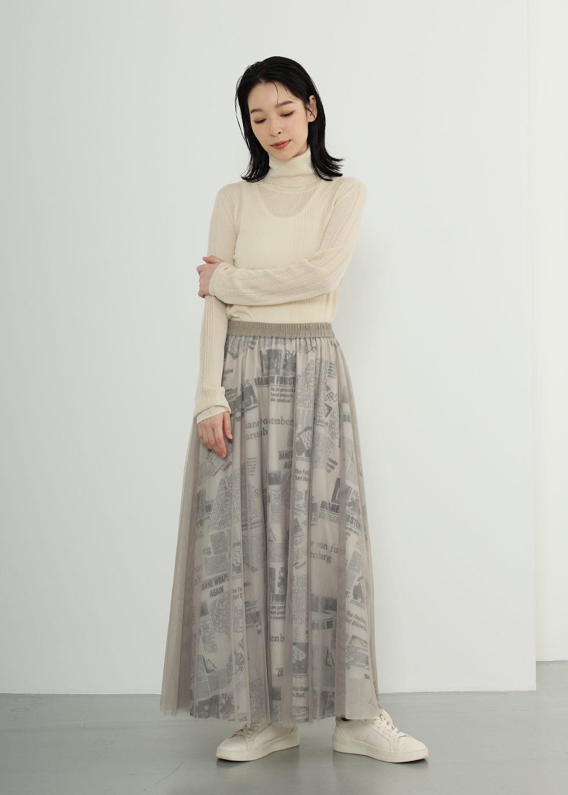 【neuf cent neuf】 グリッドタートルニット