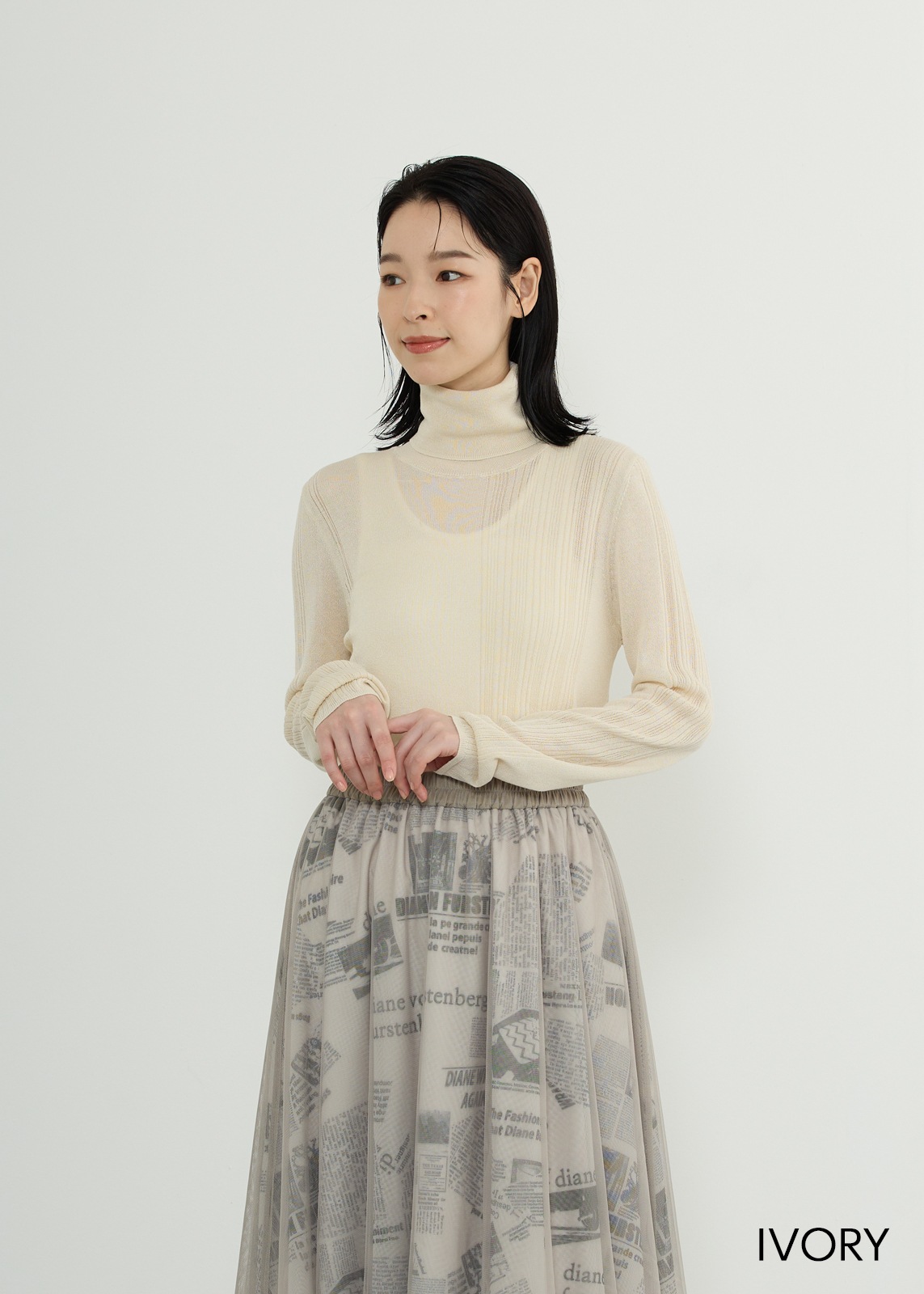 【neuf cent neuf】 グリッドタートルニット