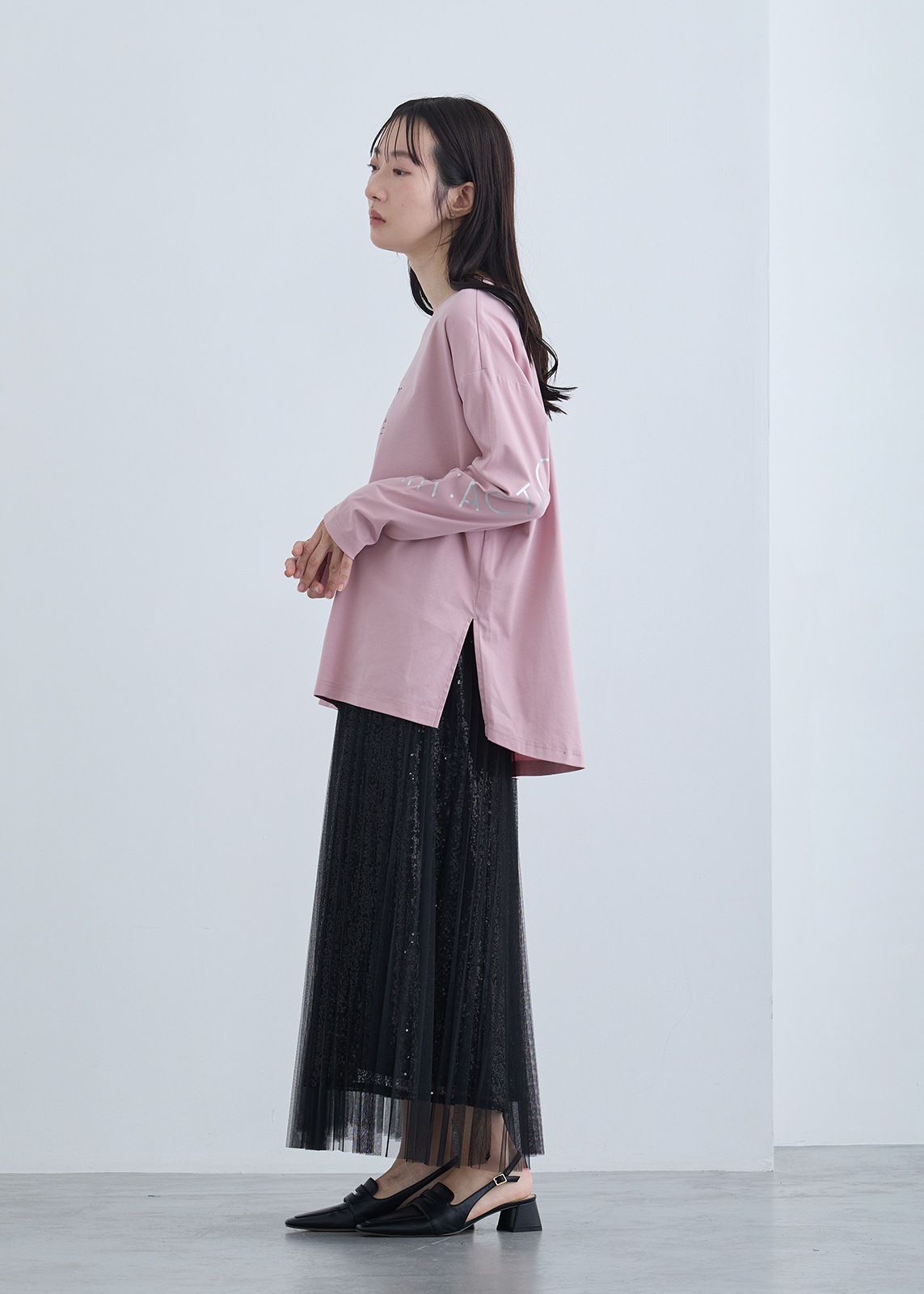 【neuf cent neuf】スパンコール レイヤード チュール スカート