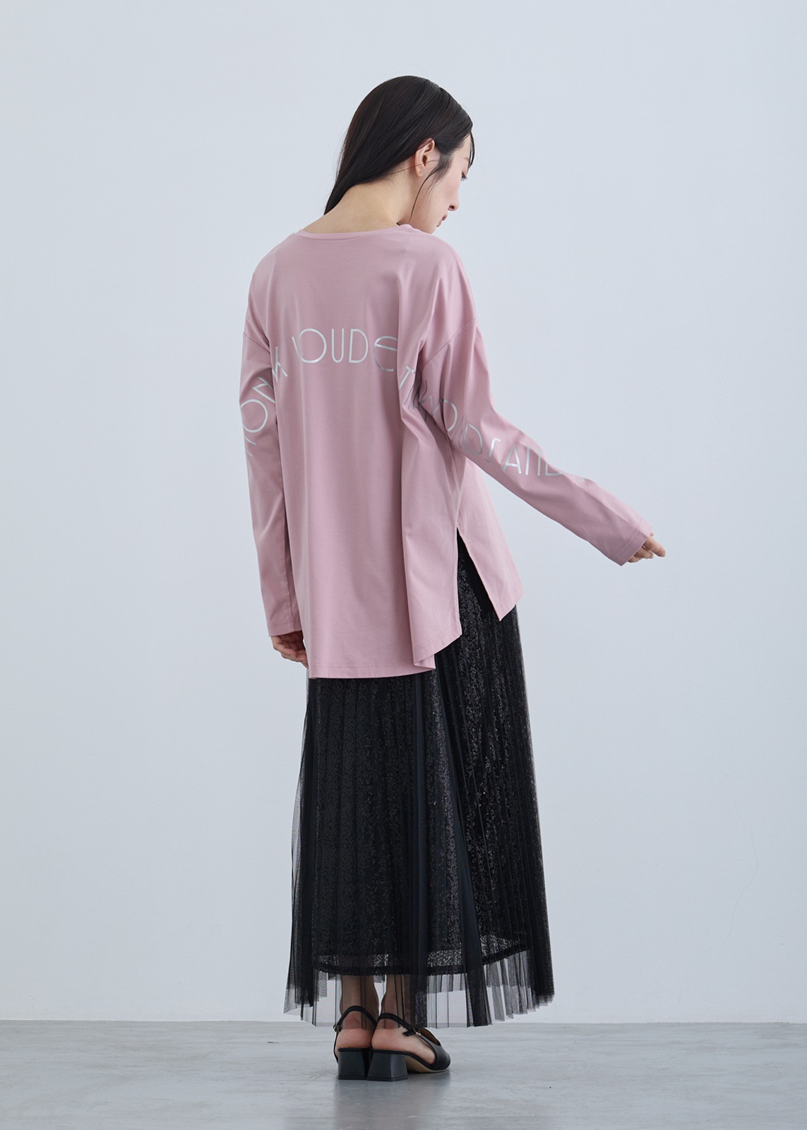 【neuf cent neuf】スパンコール レイヤード チュール スカート