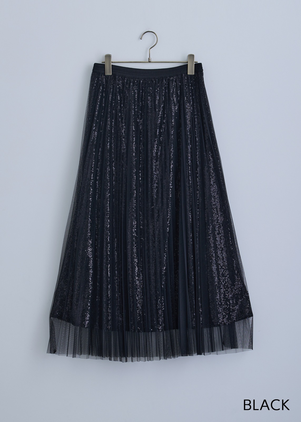 【neuf cent neuf】スパンコール レイヤード チュール スカート