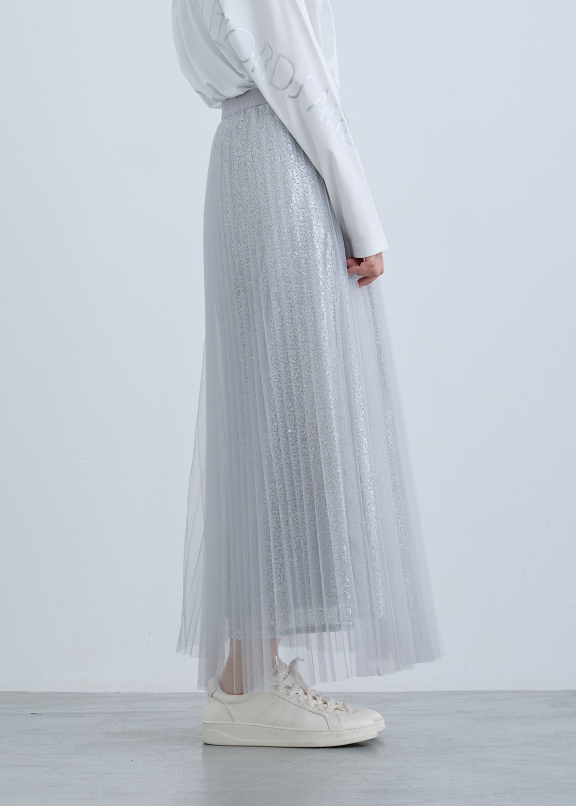 【neuf cent neuf】スパンコール レイヤード チュール スカート