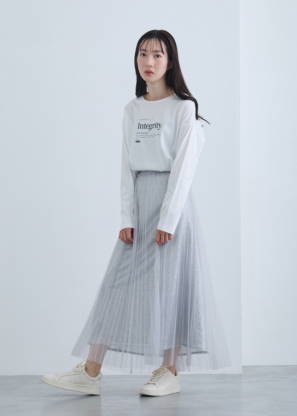 【neuf cent neuf】スパンコール レイヤード チュール スカート