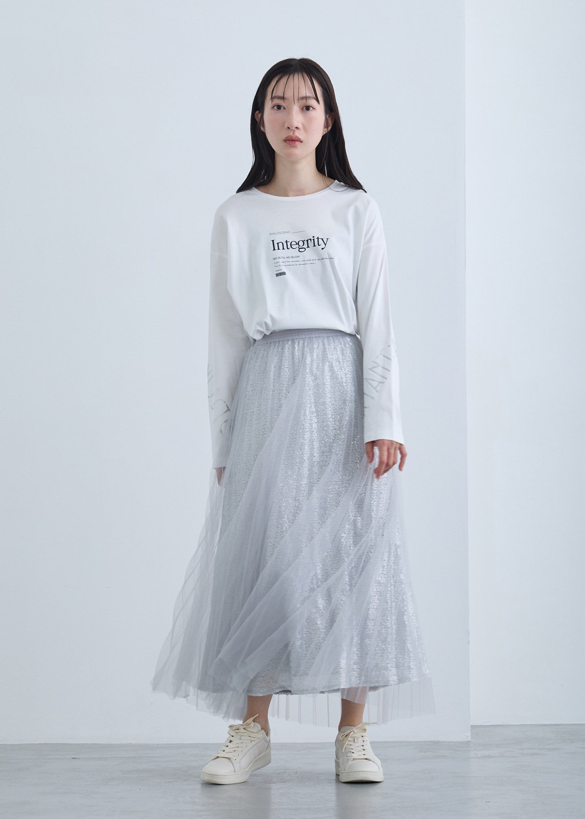 【neuf cent neuf】スパンコール レイヤード チュール スカート