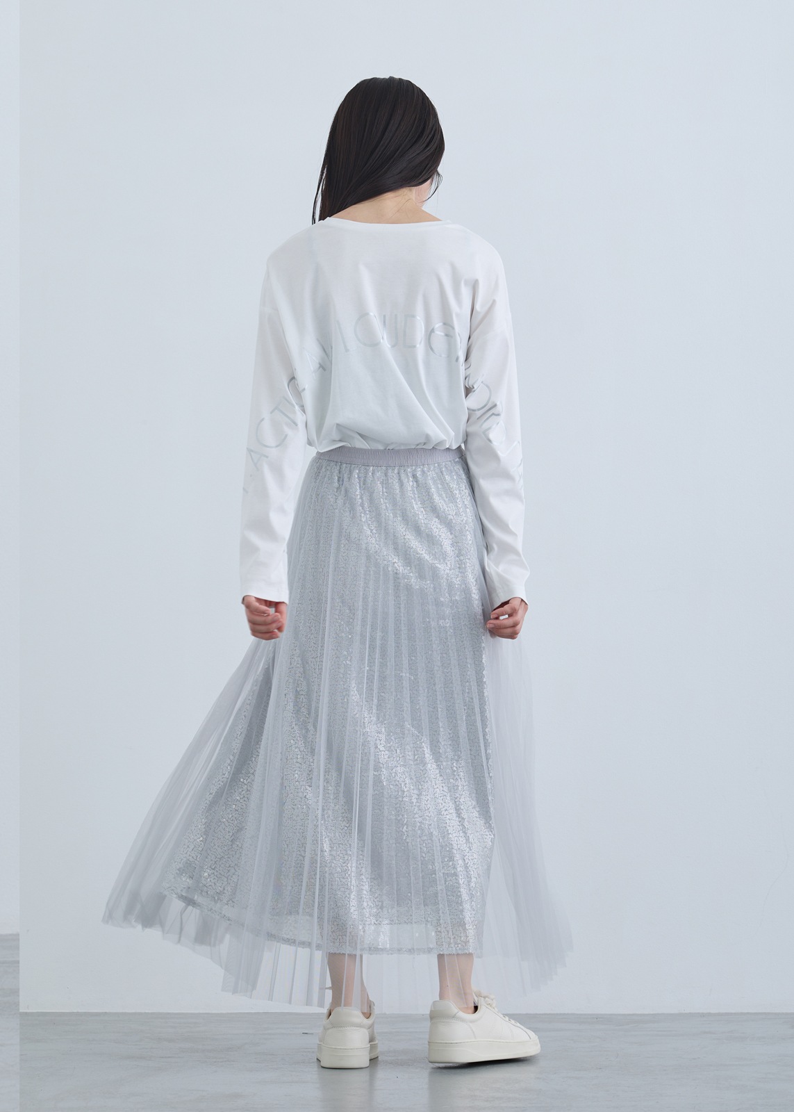 【neuf cent neuf】スパンコール レイヤード チュール スカート