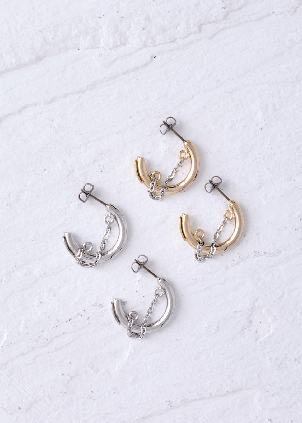 【Sea`ds Mara】チェーン レイヤー リング ピアス