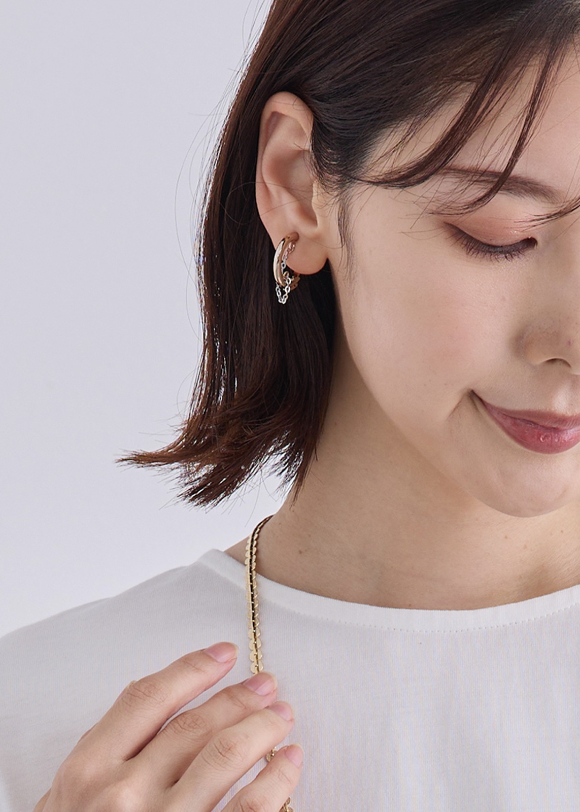 【Sea`ds Mara】チェーン レイヤー リング ピアス