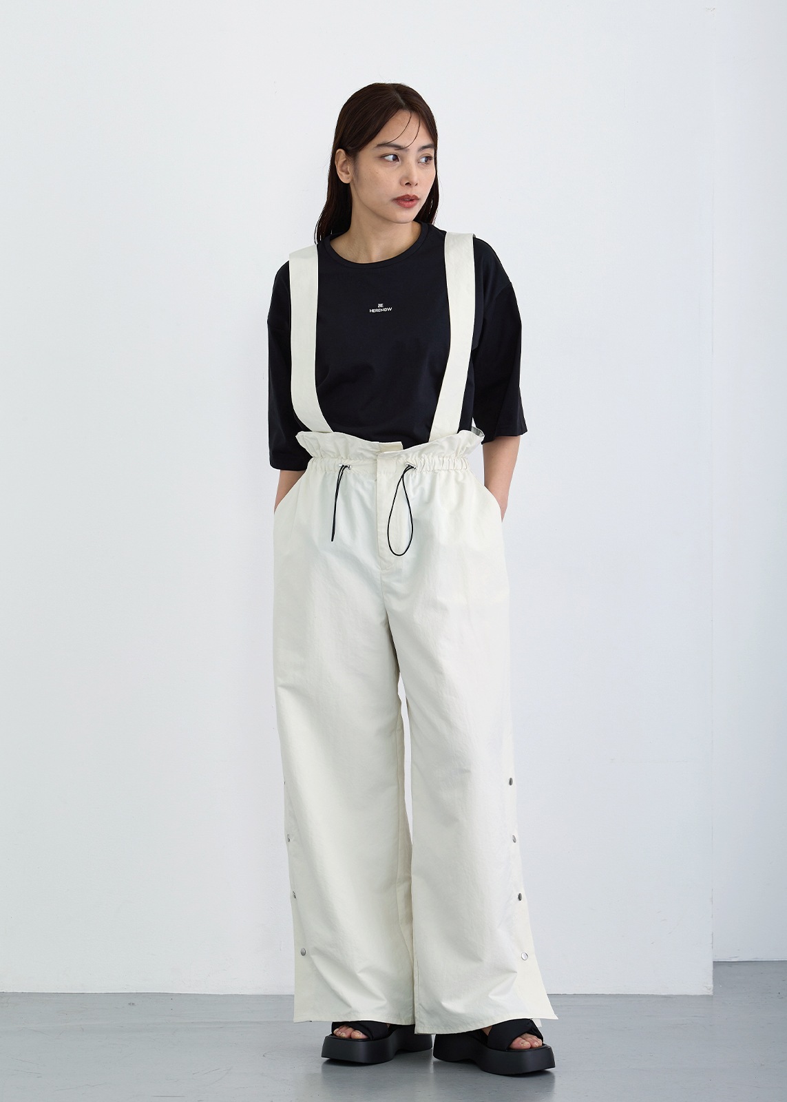 【neuf cent neuf】サスペンダー ワイド パンツ