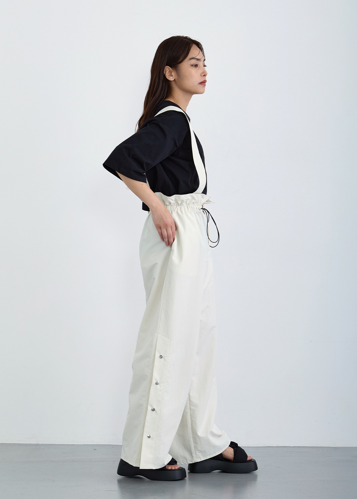 【neuf cent neuf】サスペンダー ワイド パンツ