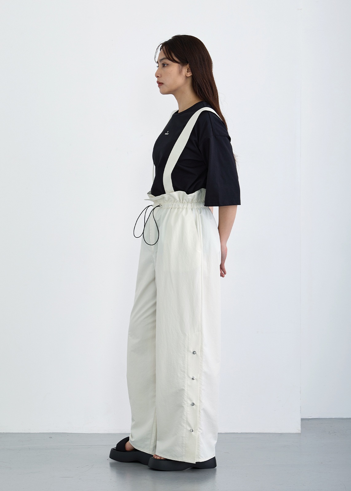 【neuf cent neuf】サスペンダー ワイド パンツ