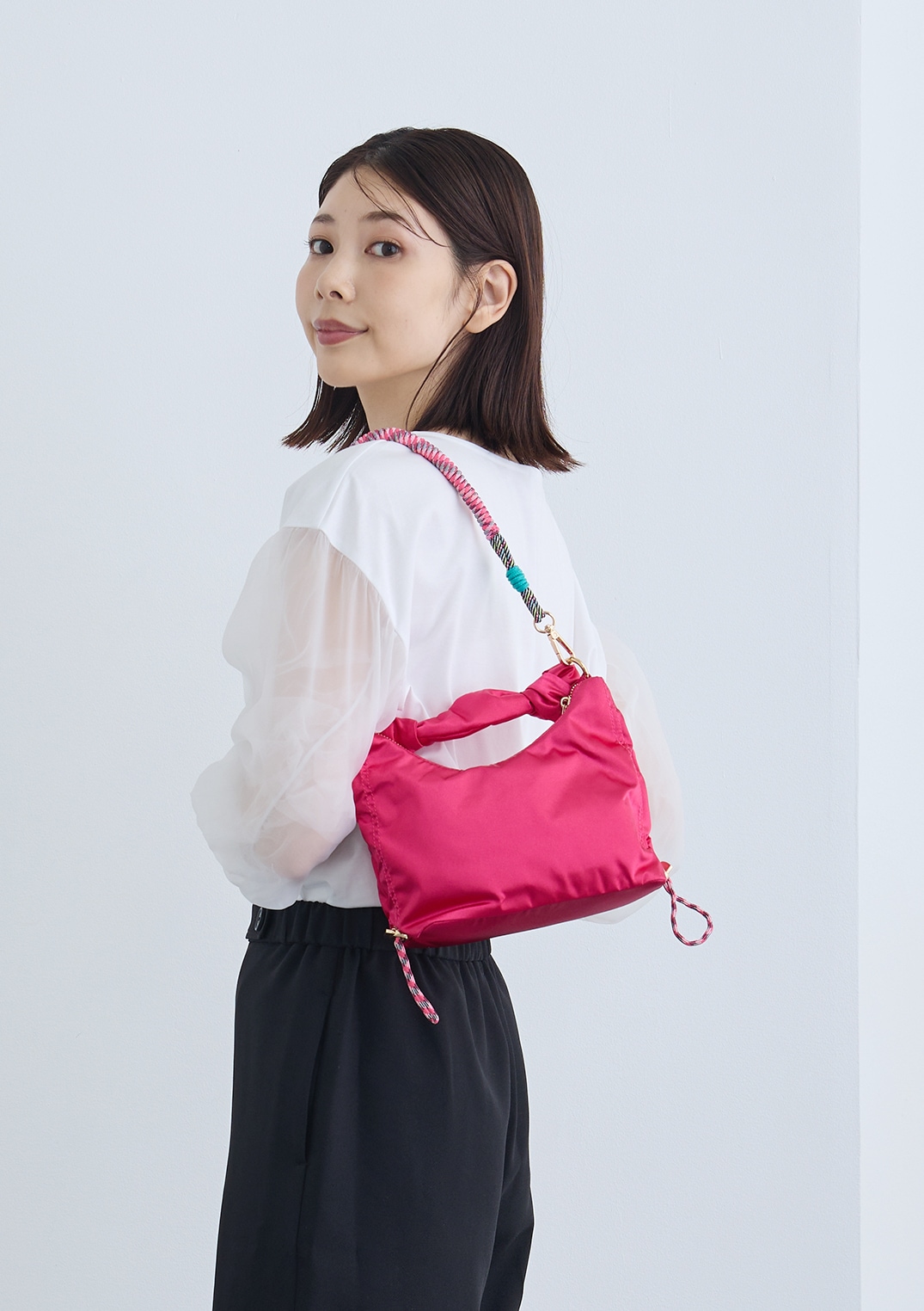【PLUS an】シャーリング ミニ バッグ