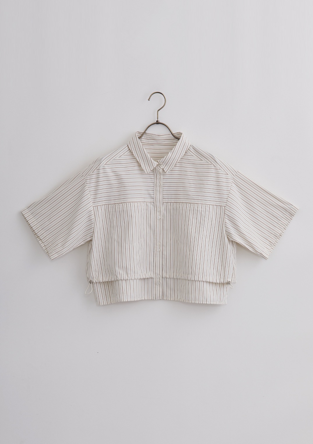 【SUMMER SALE】【neuf cent neuf】ストライプ クロップド レイヤード シャツ