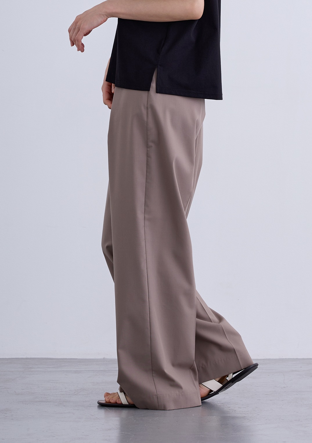 【neuf cent neuf】ライト タッチツイル タック ワイド パンツ