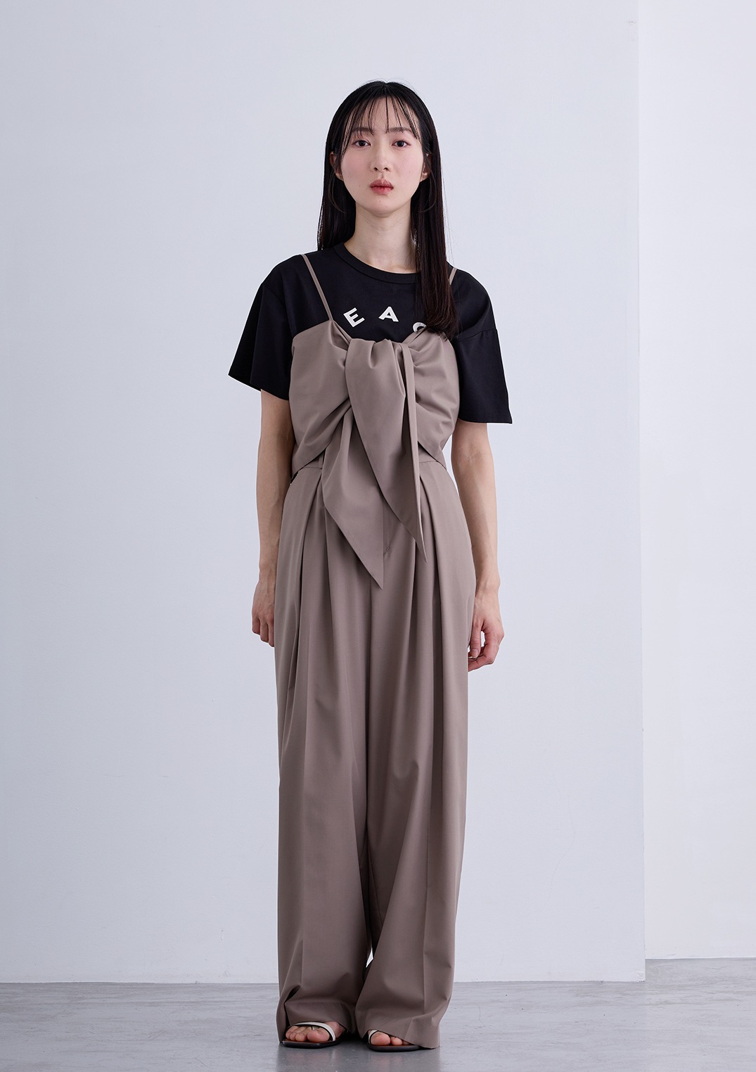 【neuf cent neuf】ライト タッチツイル タック ワイド パンツ