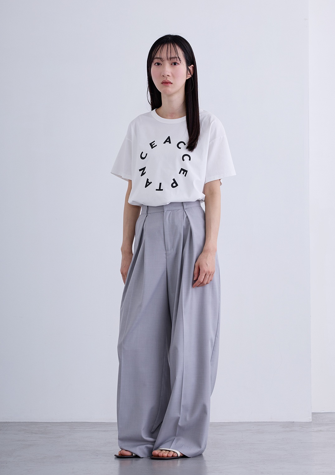 【neuf cent neuf】ライト タッチツイル タック ワイド パンツ