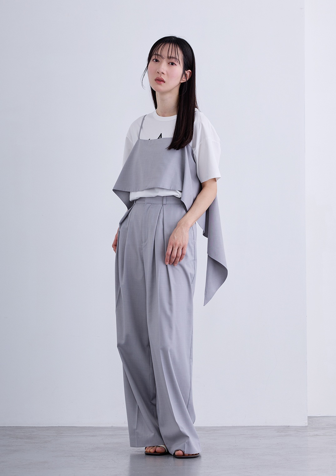 【neuf cent neuf】ライト タッチツイル タック ワイド パンツ