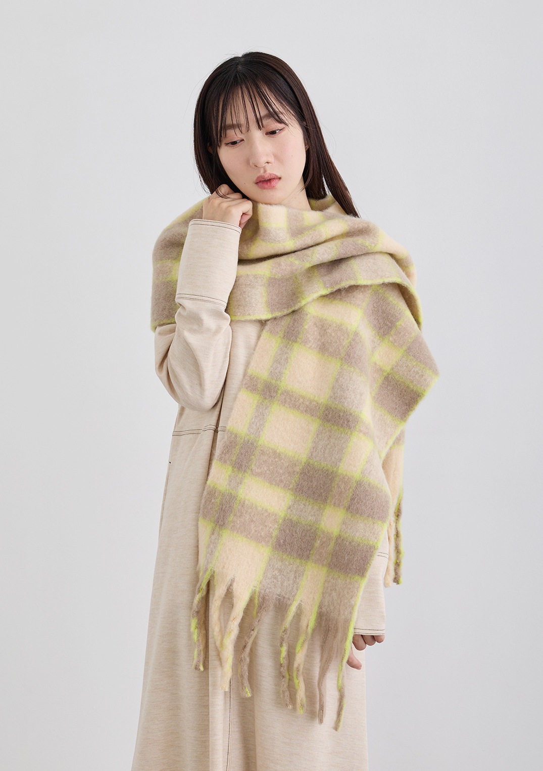 【Cour Carre an】ボリューム チェック ストール