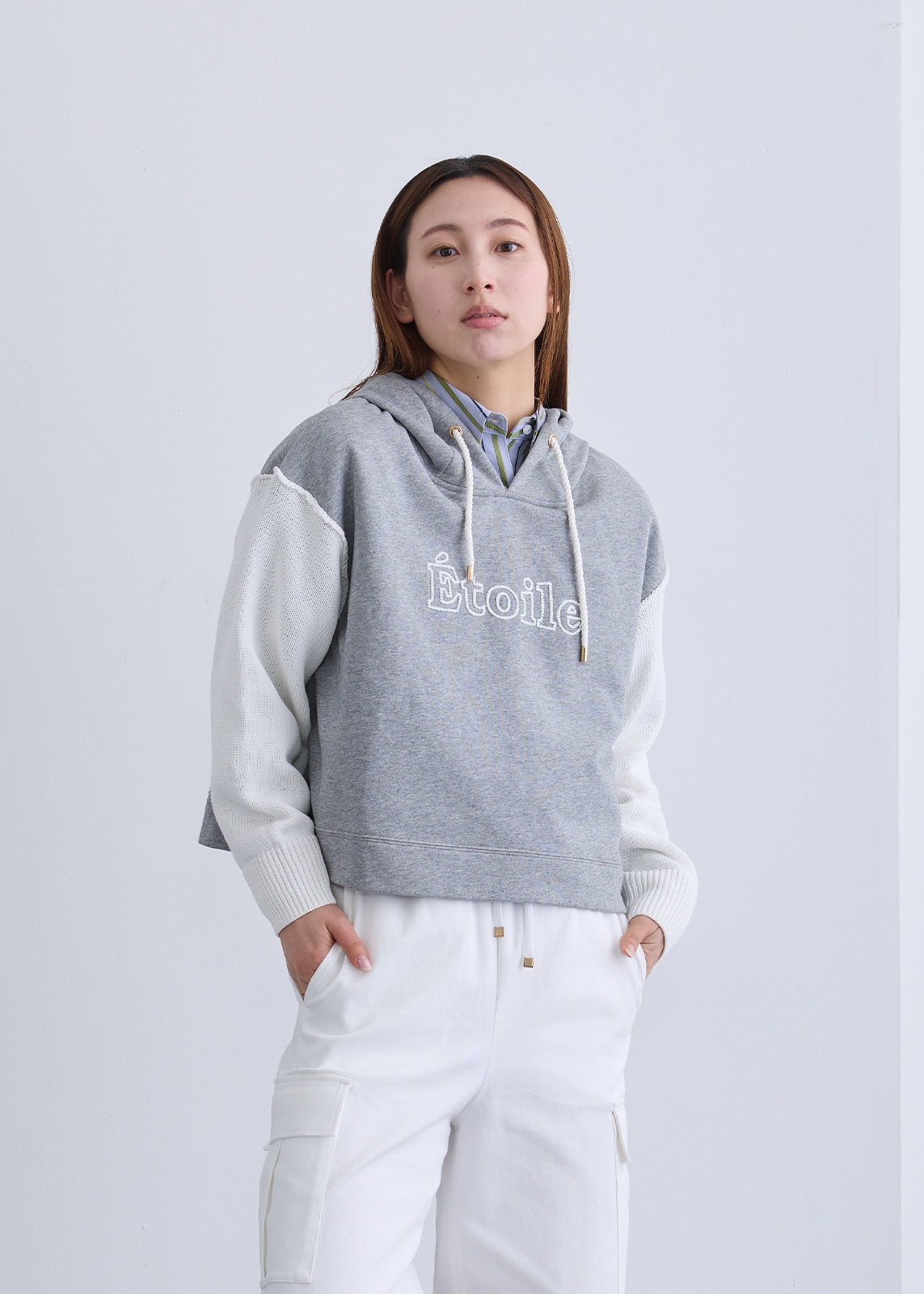 【LUISMARI】ニット スリーブ フーディー