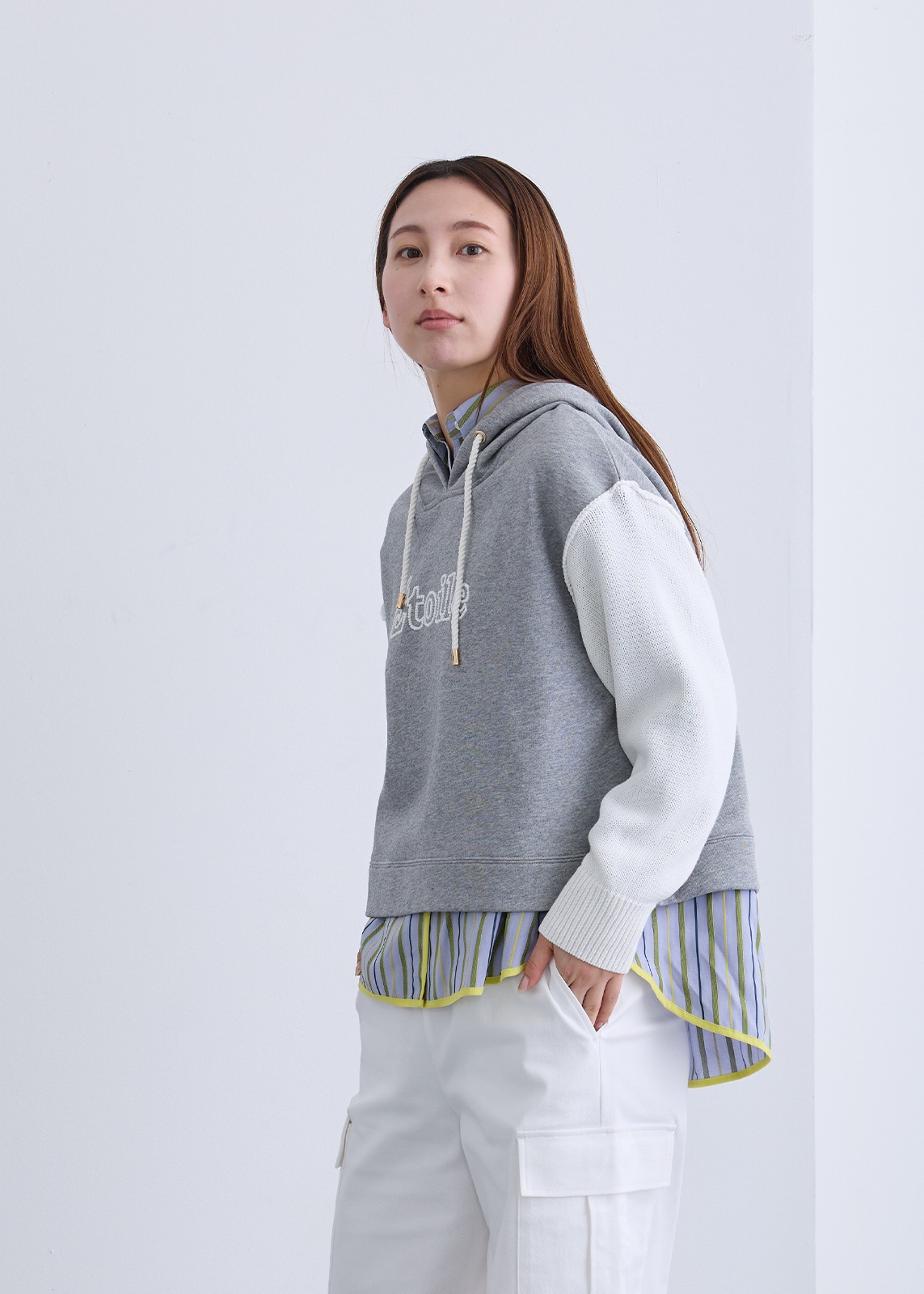 【LUISMARI】ニット スリーブ フーディー