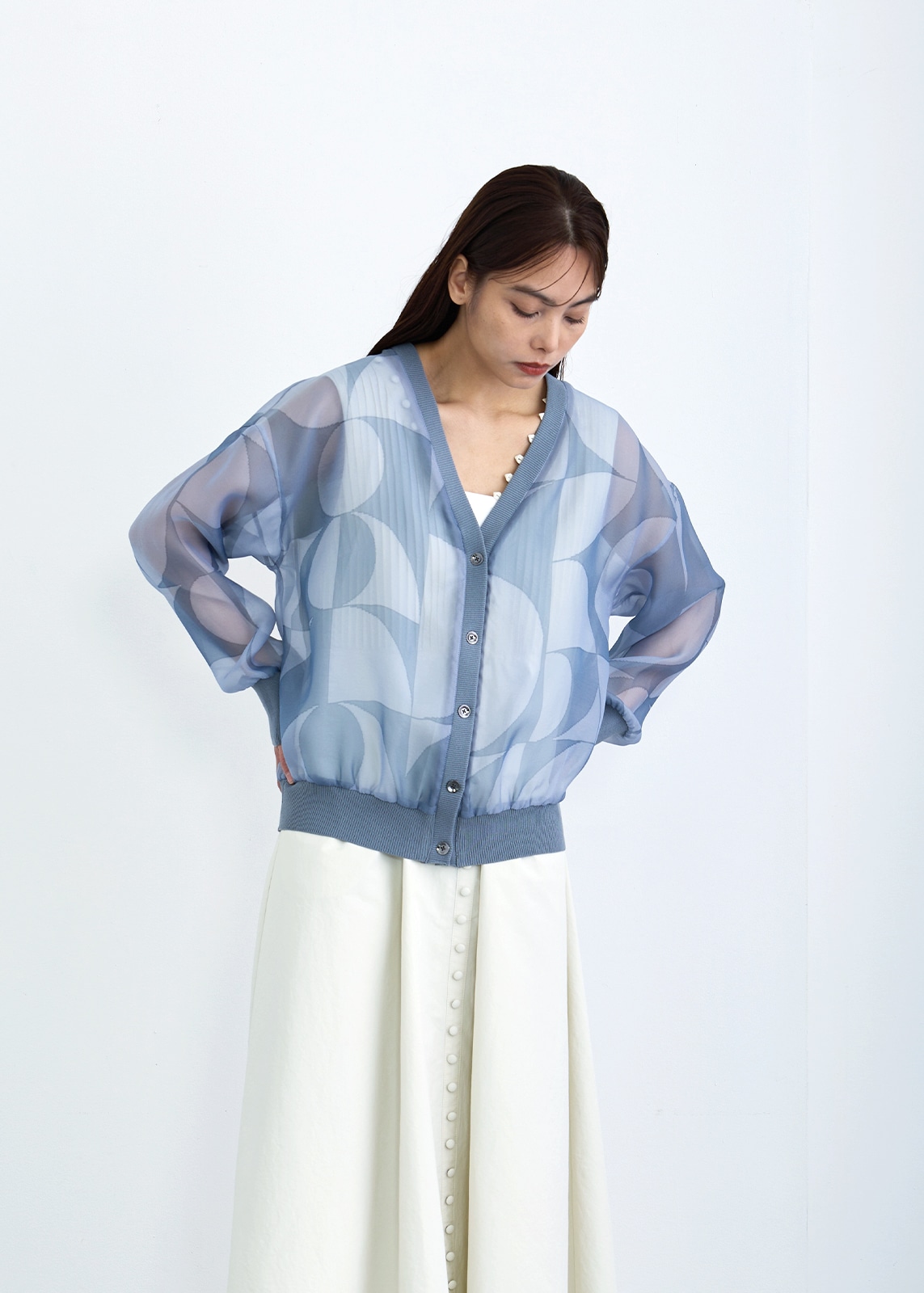 【neuf cent neuf】ジオメトリック プリント カーディガン