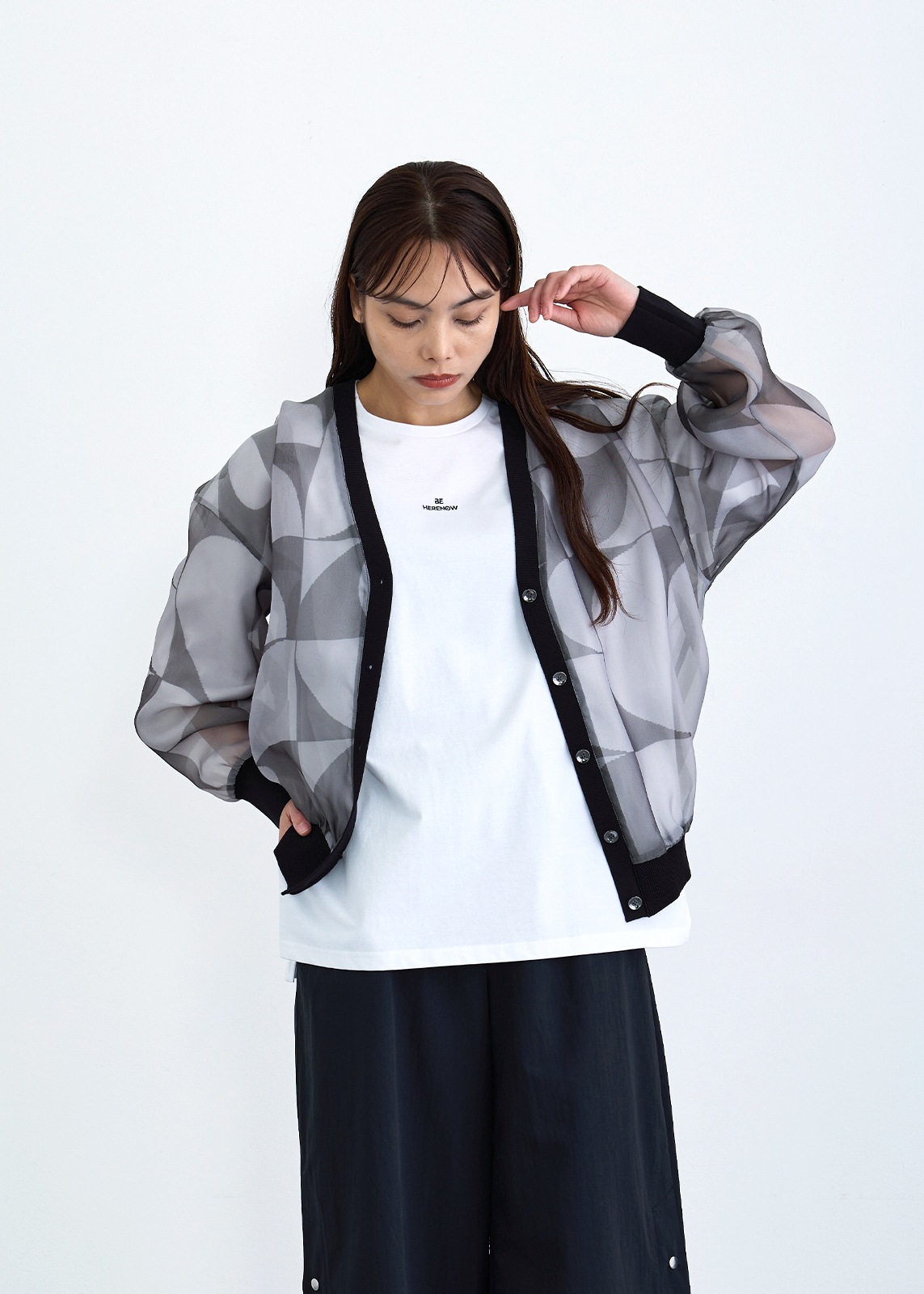 【neuf cent neuf】ジオメトリック プリント カーディガン