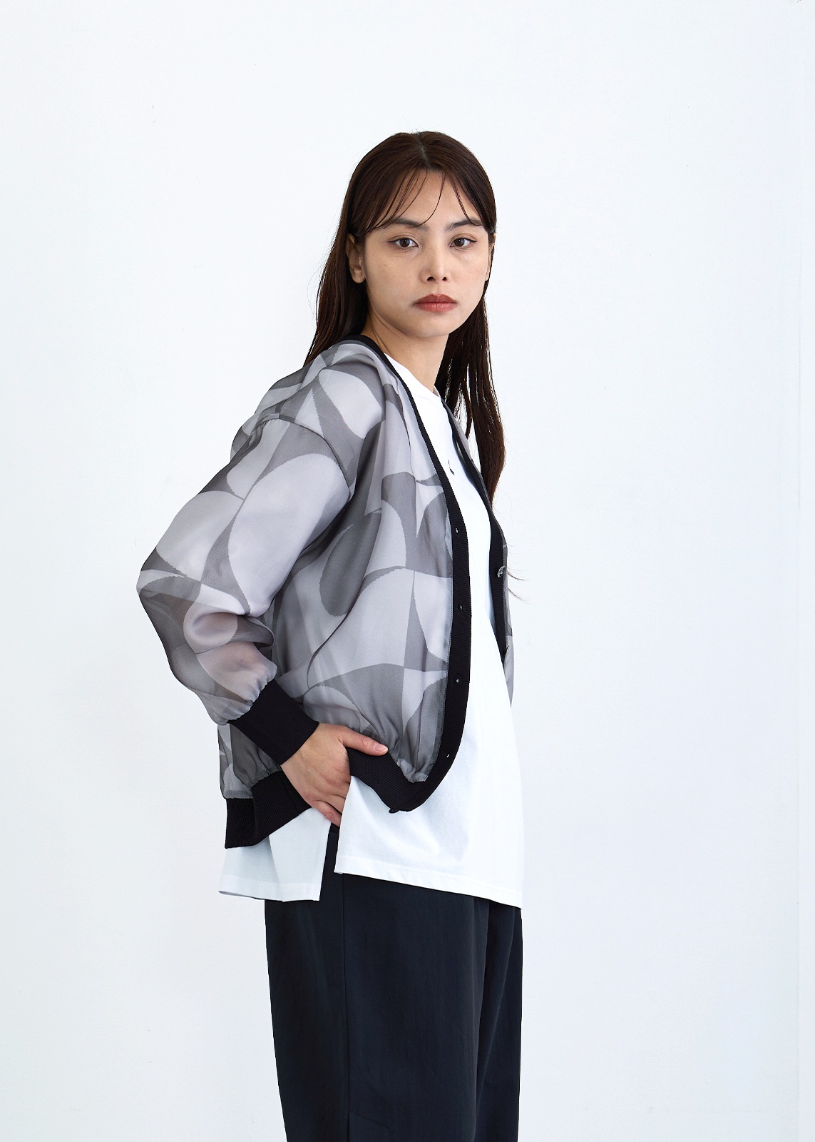 【neuf cent neuf】ジオメトリック プリント カーディガン