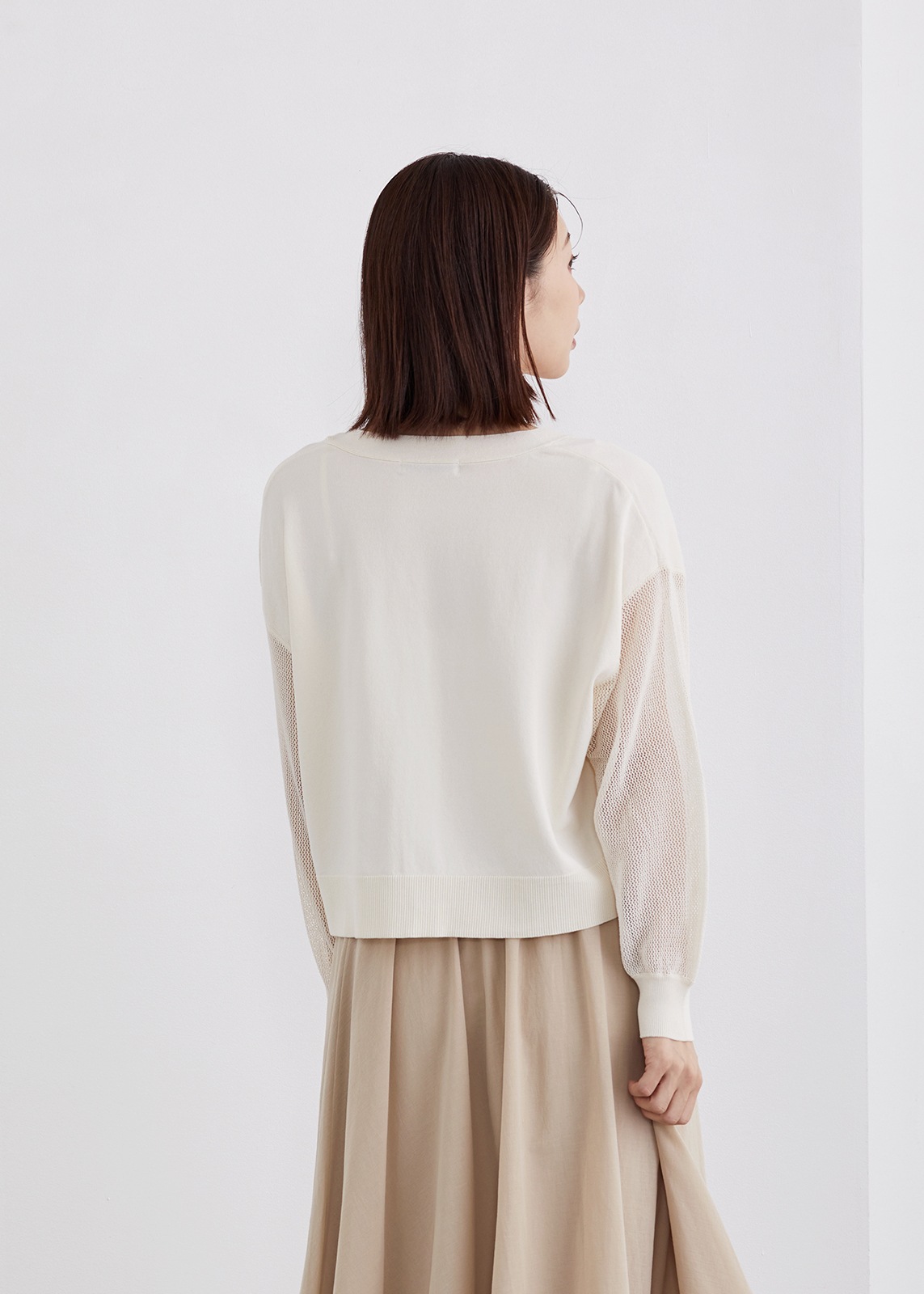 【KOOS】メッシュ スリーブ カーディガン