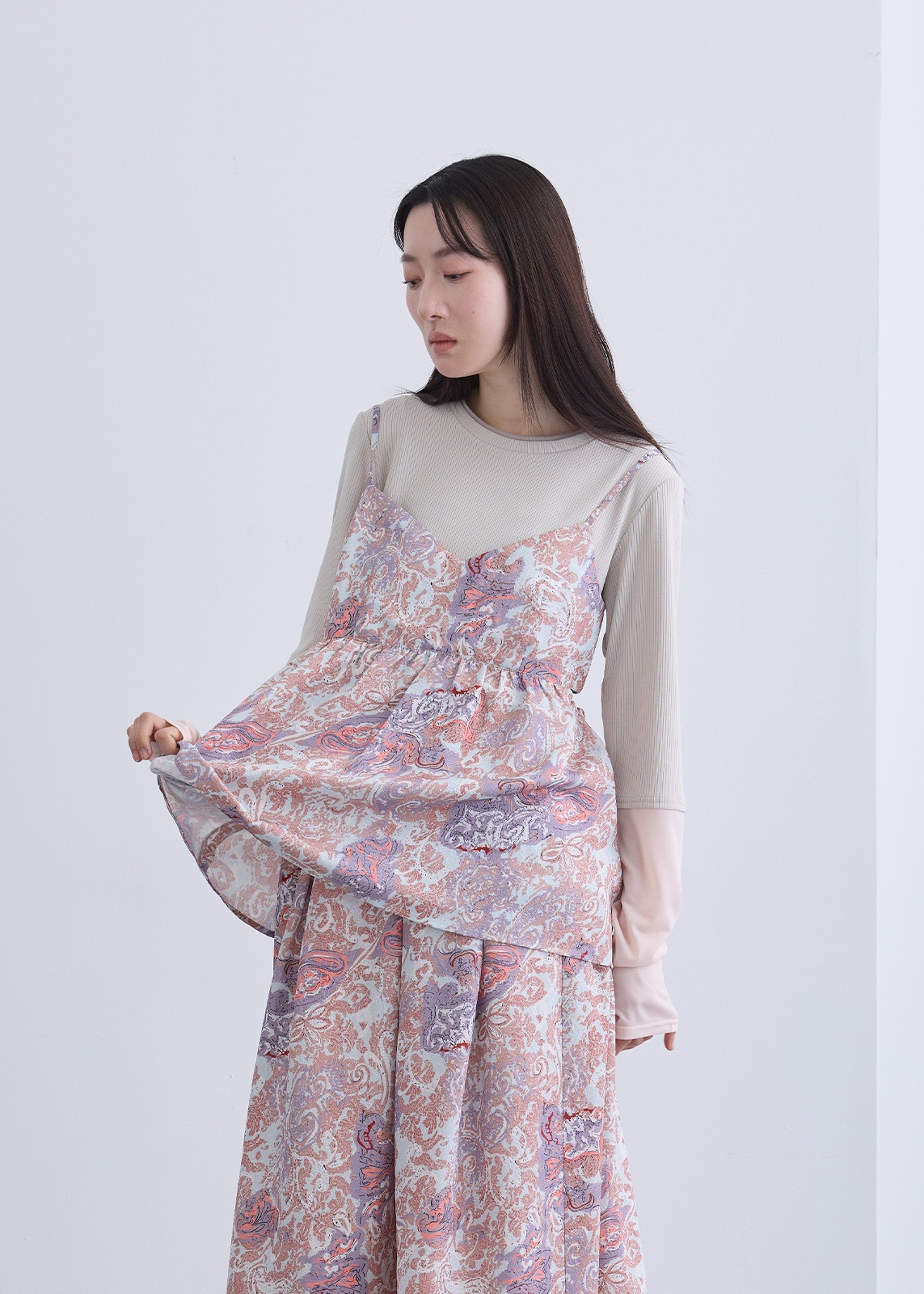 【neuf cent neuf】ペイズリー ジャガード ビスチェ