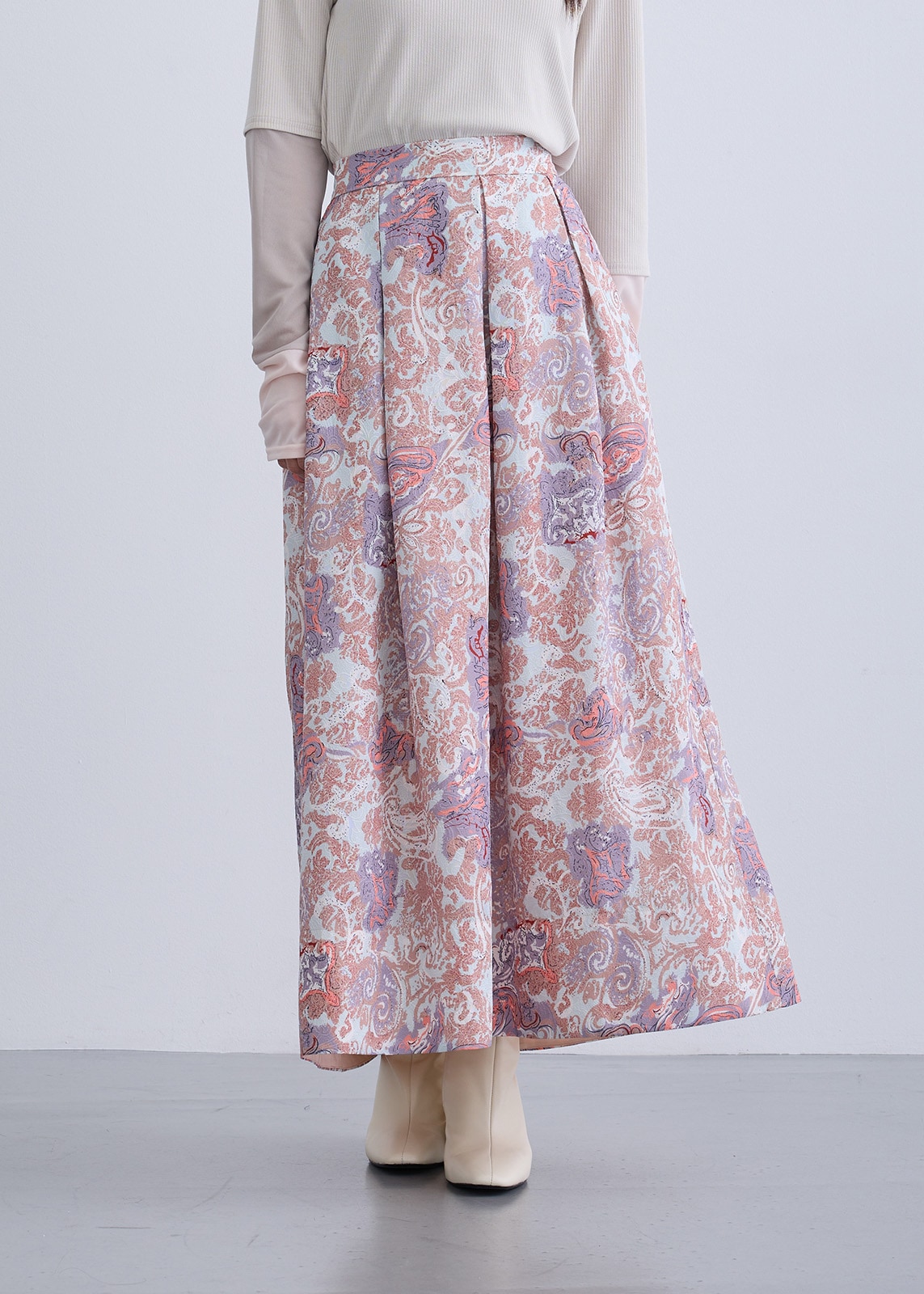 【neuf cent neuf】ペイズリー ジャガード ボリューム スカート