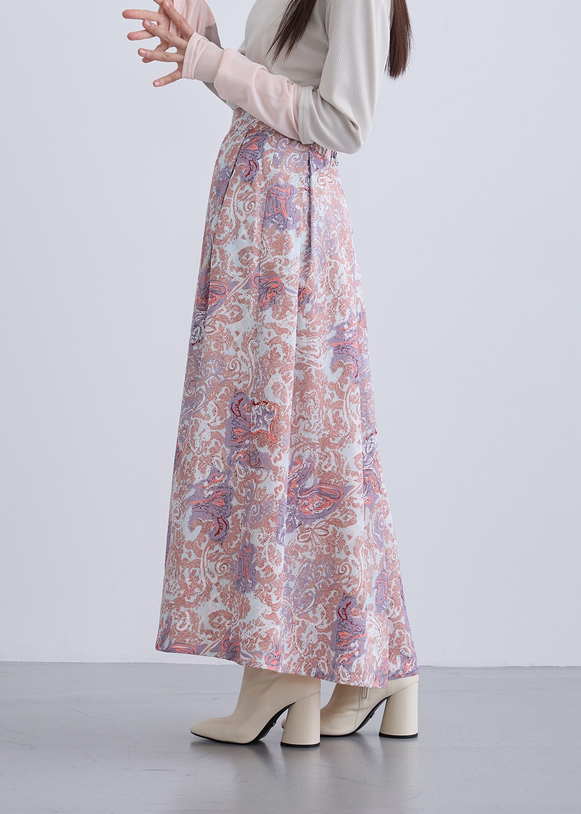 【neuf cent neuf】ペイズリー ジャガード ボリューム スカート