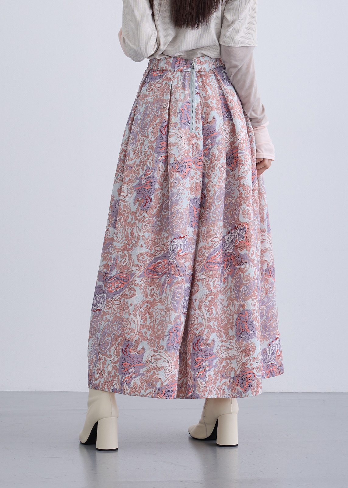 【neuf cent neuf】ペイズリー ジャガード ボリューム スカート