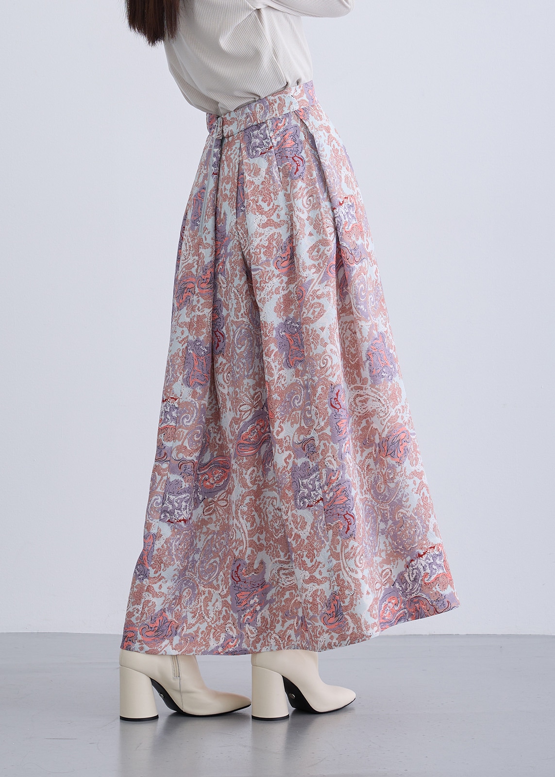 【neuf cent neuf】ペイズリー ジャガード ボリューム スカート