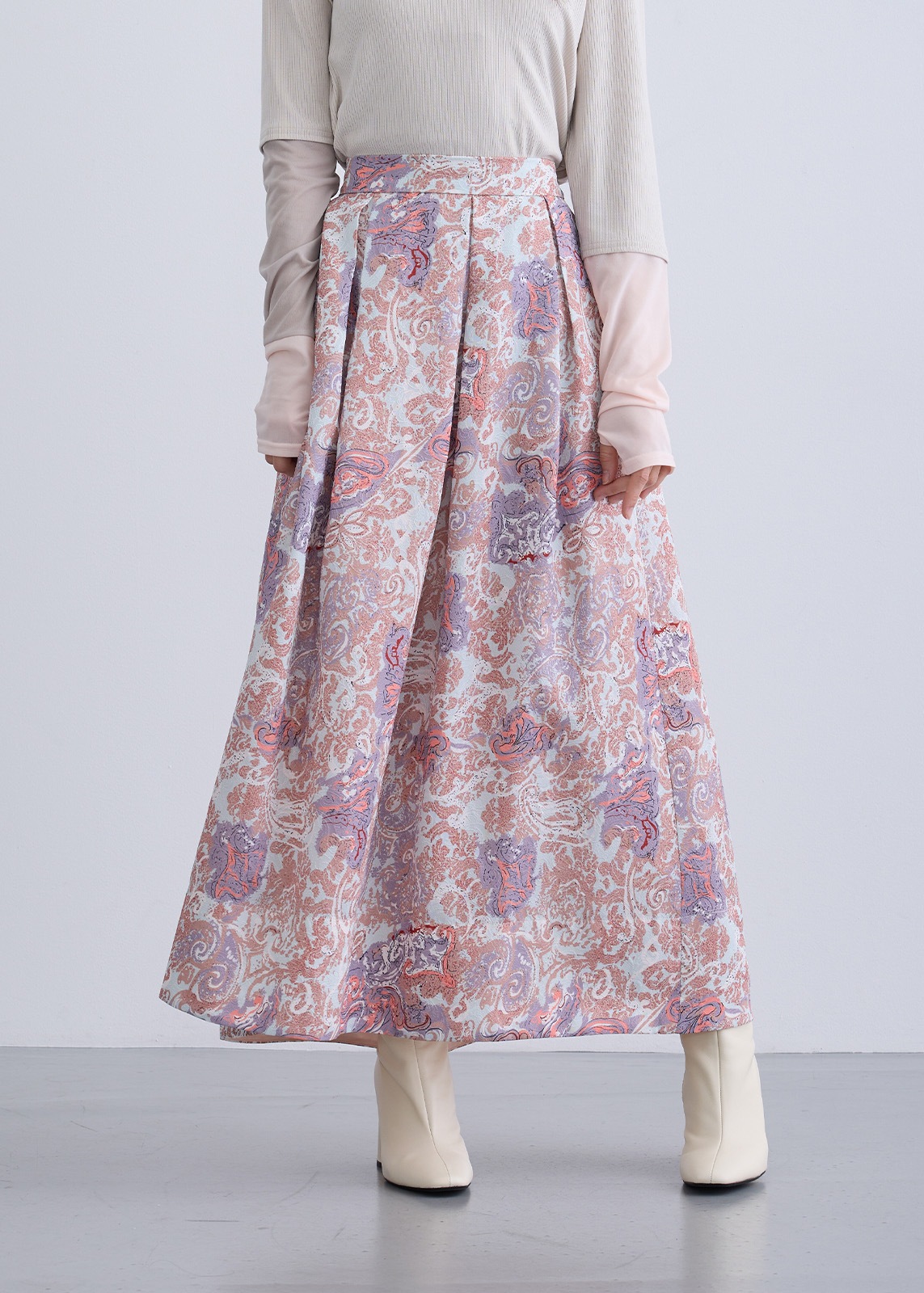 【neuf cent neuf】ペイズリー ジャガード ボリューム スカート