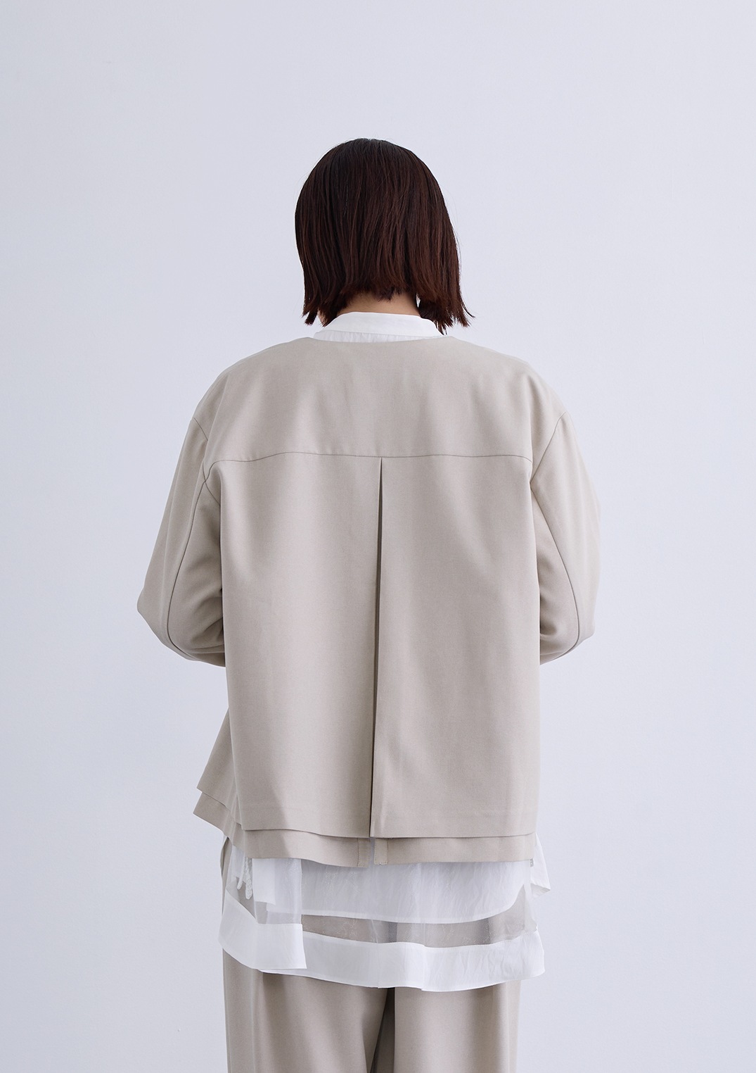 【KOOS】ノーカラー レイヤード ジャケット