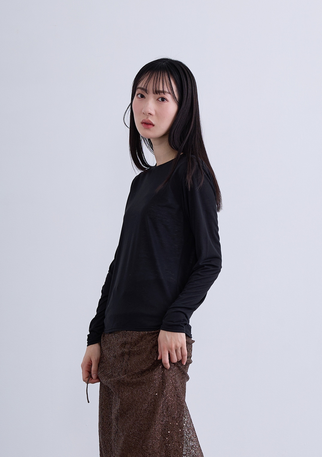【neuf cent neuf】スキンフィット シアー トップ